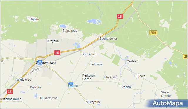 mapa Perkowo Dolne, Perkowo Dolne na mapie Targeo