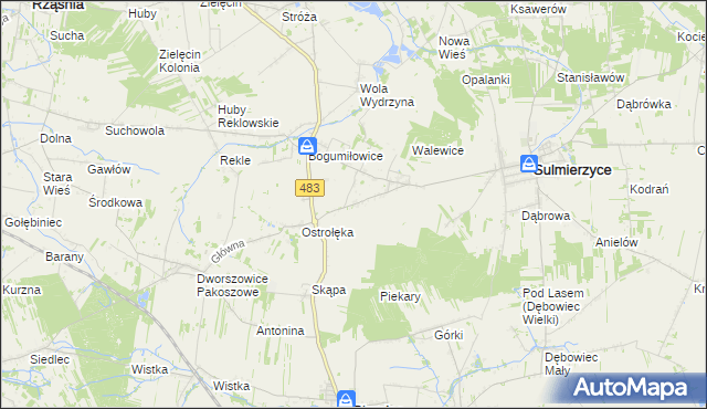 mapa Piekary gmina Sulmierzyce, Piekary gmina Sulmierzyce na mapie Targeo