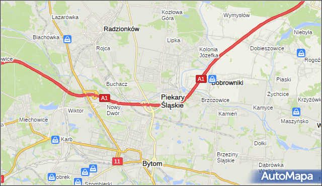 mapa Piekary Śląskie, Piekary Śląskie na mapie Targeo