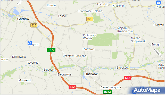 mapa Piotrawin gmina Jastków, Piotrawin gmina Jastków na mapie Targeo