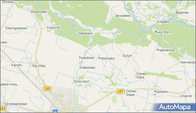 mapa Piotrkówko gmina Szamotuły, Piotrkówko gmina Szamotuły na mapie Targeo