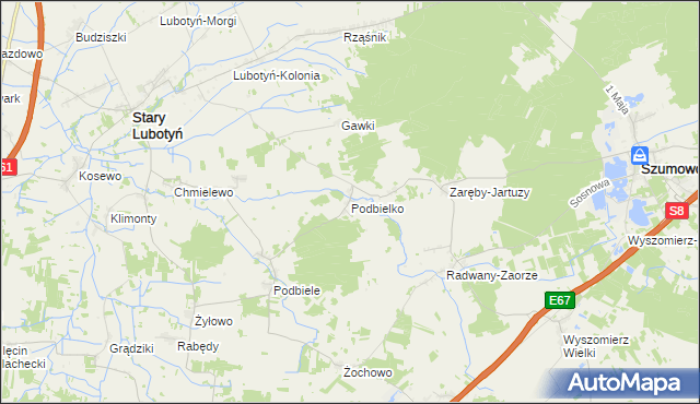 mapa Podbielko, Podbielko na mapie Targeo