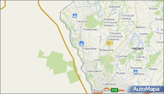 mapa Pogwizdów gmina Hażlach, Pogwizdów gmina Hażlach na mapie Targeo