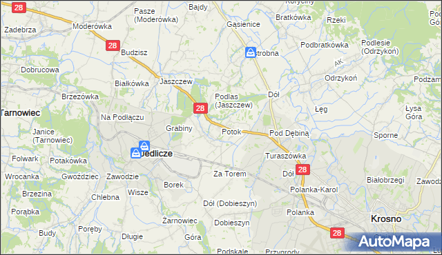 mapa Potok gmina Jedlicze, Potok gmina Jedlicze na mapie Targeo