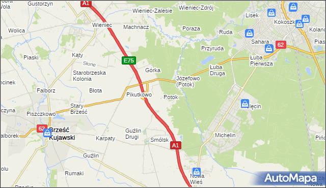 mapa Potok gmina Włocławek, Potok gmina Włocławek na mapie Targeo