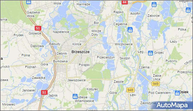 mapa Przecieszyn, Przecieszyn na mapie Targeo