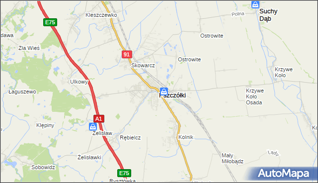 mapa Pszczółki powiat gdański, Pszczółki powiat gdański na mapie Targeo