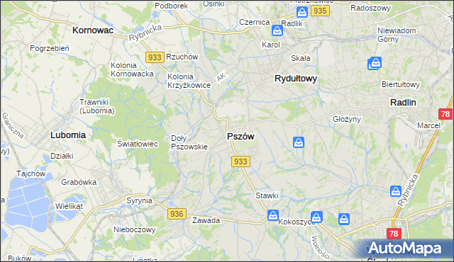 mapa Pszów, Pszów na mapie Targeo