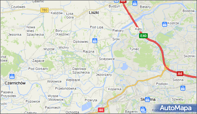mapa Ściejowice, Ściejowice na mapie Targeo
