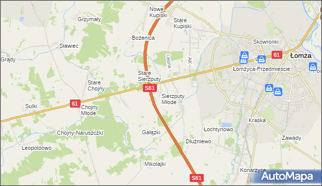 mapa Sierzputy Młode, Sierzputy Młode na mapie Targeo