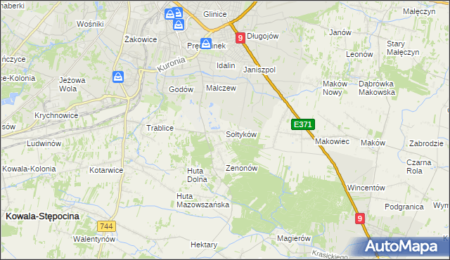mapa Sołtyków gmina Skaryszew, Sołtyków gmina Skaryszew na mapie Targeo
