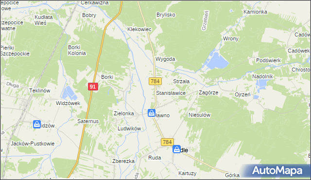 mapa Stanisławice gmina Gidle, Stanisławice gmina Gidle na mapie Targeo