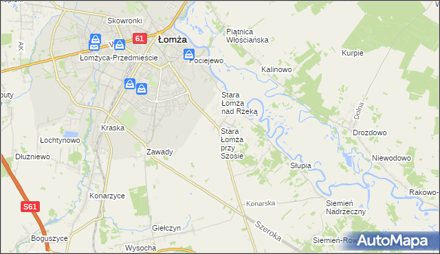 mapa Stara Łomża przy Szosie, Stara Łomża przy Szosie na mapie Targeo