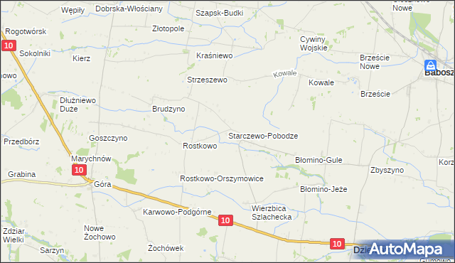 mapa Starczewo-Pobodze, Starczewo-Pobodze na mapie Targeo