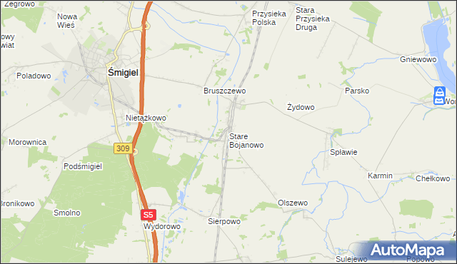 mapa Stare Bojanowo, Stare Bojanowo na mapie Targeo