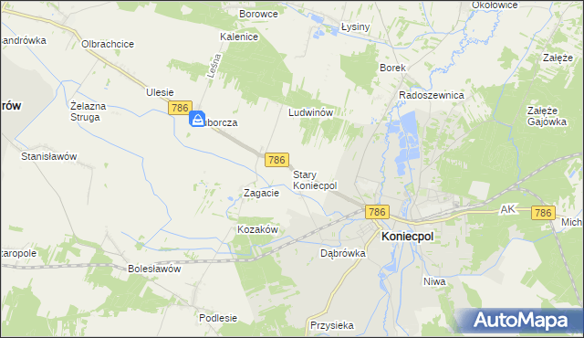 mapa Stary Koniecpol, Stary Koniecpol na mapie Targeo