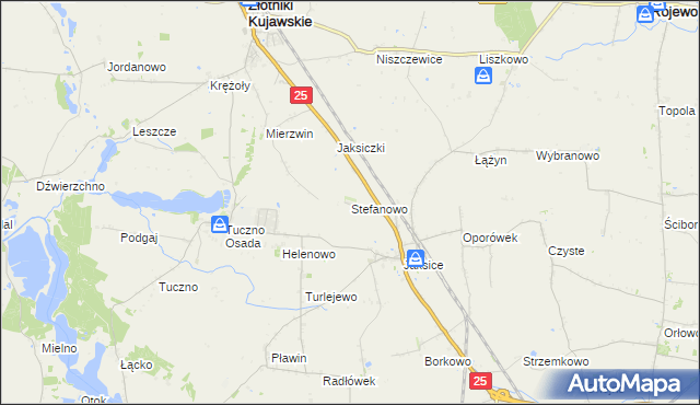 mapa Stefanowo gmina Inowrocław, Stefanowo gmina Inowrocław na mapie Targeo