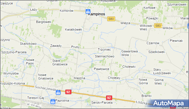 mapa Stelmachowo gmina Leszno, Stelmachowo gmina Leszno na mapie Targeo