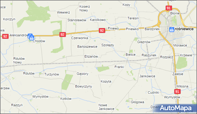 mapa Suchodoły gmina Krośniewice, Suchodoły gmina Krośniewice na mapie Targeo