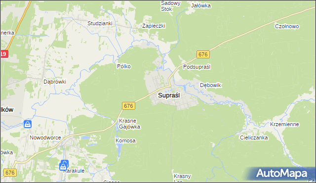 mapa Supraśl, Supraśl na mapie Targeo