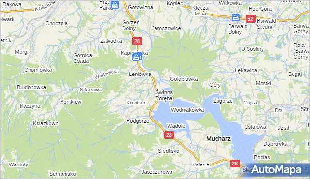 mapa Świnna Poręba, Świnna Poręba na mapie Targeo