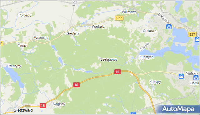mapa Szelągowo, Szelągowo na mapie Targeo