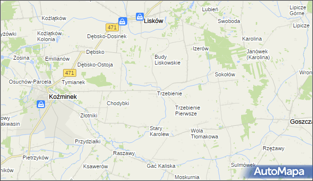 mapa Trzebienie, Trzebienie na mapie Targeo