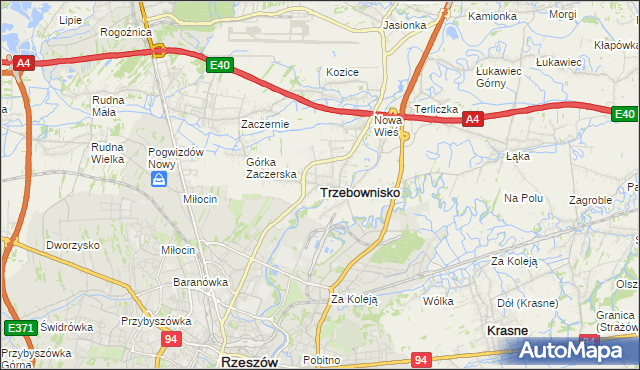 mapa Trzebownisko, Trzebownisko na mapie Targeo