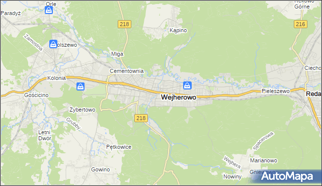 mapa Wejherowo, Wejherowo na mapie Targeo