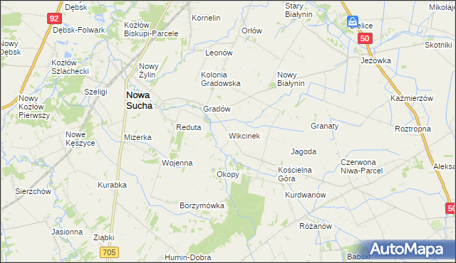 mapa Wikcinek, Wikcinek na mapie Targeo