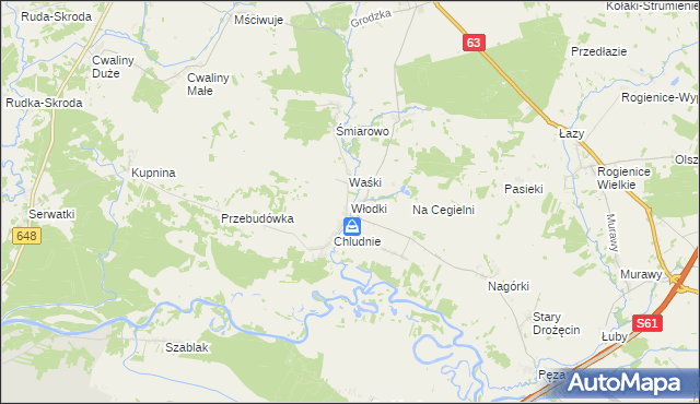 mapa Włodki gmina Mały Płock, Włodki gmina Mały Płock na mapie Targeo