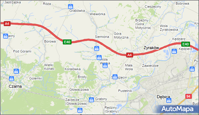mapa Wola Wielka gmina Żyraków, Wola Wielka gmina Żyraków na mapie Targeo