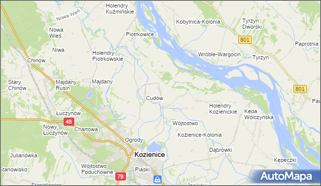 mapa Wymysłów gmina Kozienice, Wymysłów gmina Kozienice na mapie Targeo