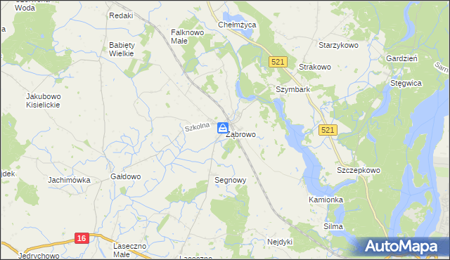 mapa Ząbrowo gmina Iława, Ząbrowo gmina Iława na mapie Targeo