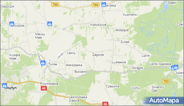 mapa Zagórze gmina Janów, Zagórze gmina Janów na mapie Targeo