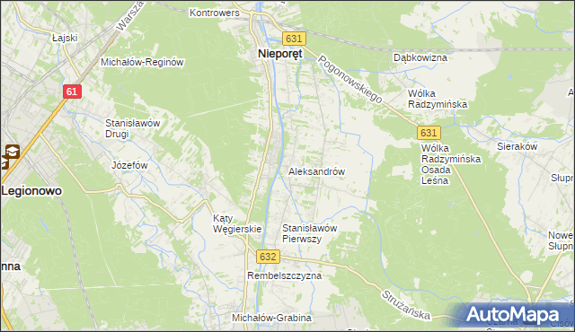 mapa Aleksandrów gmina Nieporęt, Aleksandrów gmina Nieporęt na mapie Targeo