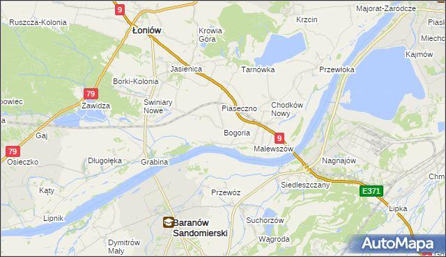 mapa Bogoria gmina Łoniów, Bogoria gmina Łoniów na mapie Targeo
