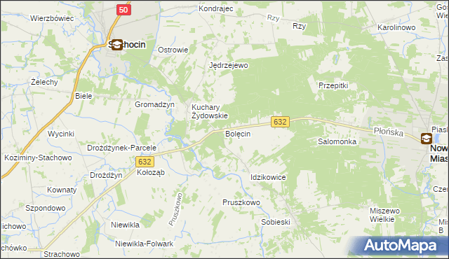 mapa Bolęcin gmina Sochocin, Bolęcin gmina Sochocin na mapie Targeo