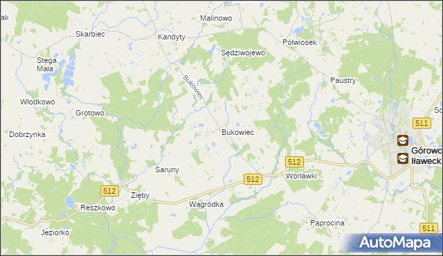 mapa Bukowiec gmina Górowo Iławeckie, Bukowiec gmina Górowo Iławeckie na mapie Targeo