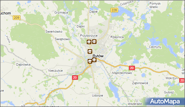 mapa Bytów, Bytów na mapie Targeo