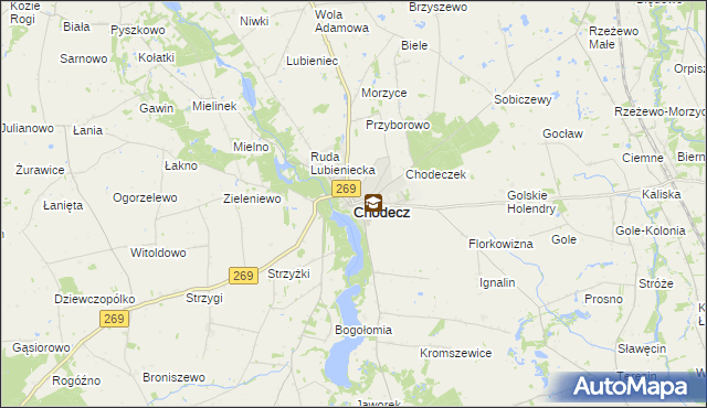 mapa Chodecz powiat włocławski, Chodecz powiat włocławski na mapie Targeo