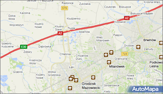 mapa Chrzanów Mały, Chrzanów Mały na mapie Targeo