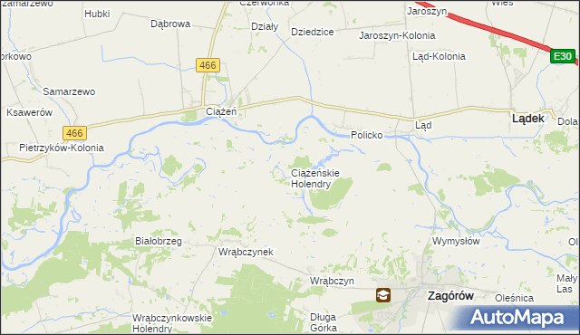 mapa Ciążeńskie Holendry, Ciążeńskie Holendry na mapie Targeo