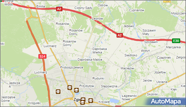 mapa Dąbrówka-Sowice, Dąbrówka-Sowice na mapie Targeo