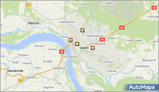 mapa Dęblin, Dęblin na mapie Targeo