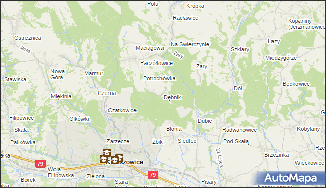 mapa Dębnik gmina Krzeszowice, Dębnik gmina Krzeszowice na mapie Targeo