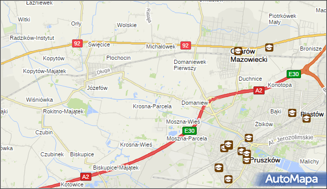 mapa Domaniewek gmina Brwinów, Domaniewek gmina Brwinów na mapie Targeo