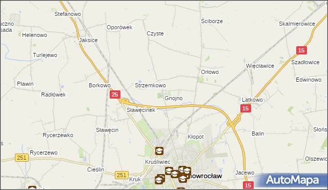 mapa Gnojno gmina Inowrocław, Gnojno gmina Inowrocław na mapie Targeo