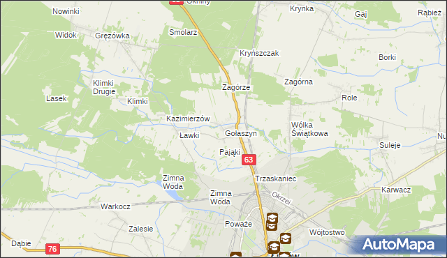 mapa Gołaszyn gmina Łuków, Gołaszyn gmina Łuków na mapie Targeo