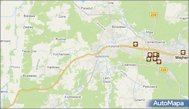 mapa Gościcino, Gościcino na mapie Targeo